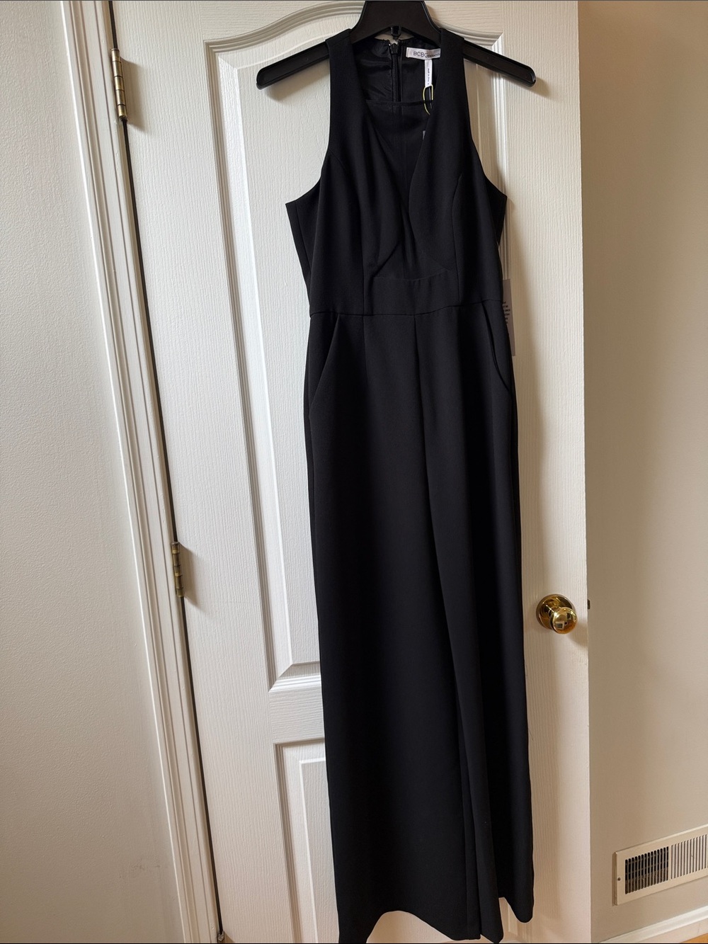 BCBGeneration Black Sleeveless V-Neck Jumpsuit